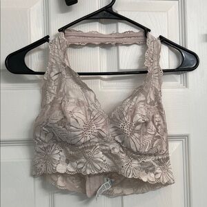 aerie Lace Longline Bralette in Light Blush